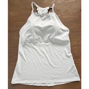 FILA Sport Women’s Medium White Racerback Athletic Tank Top Scalloped Trim